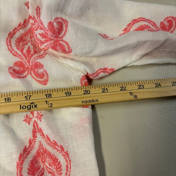 Charter Club Luxury Women Large White Pink Linen Light Soft Breathable Tunic Top - Picture 5 of 9